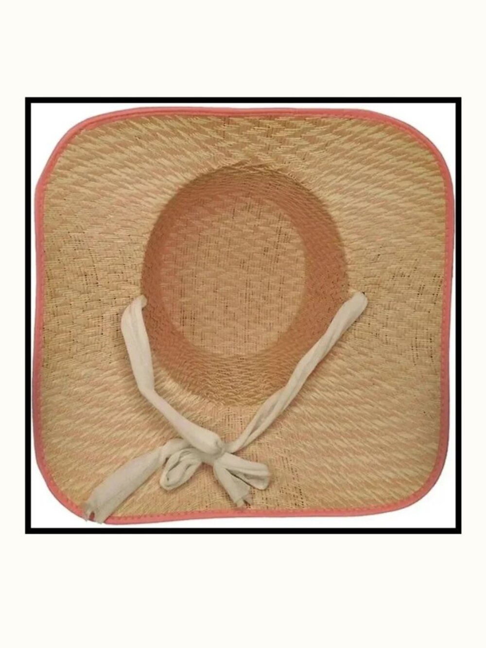 Vintage PINK Sun Hat + HATBOX Big Brim With Chin Tie Cottagecore Prairie Chic - Picture 5 of 10